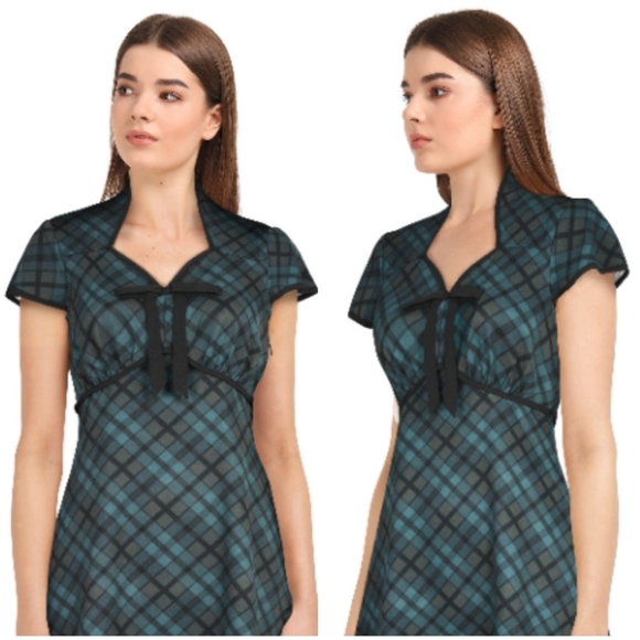 ❤️Pin Up Plaid Long Dress - Picture 4 of 6